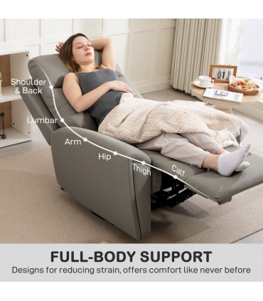 HOMCOM Recliner Armchair, Manual Reclining Chair for Living Room, Grey