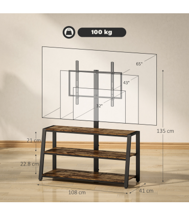 HOMCOM TV Stand Cabinet with Swivel Bracket for 32 - 65 Inch TVs