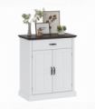 HOMCOM Sideboard Storage Cabinet with Thick Tabletop and 2 Barn Doors White