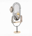 HOMCOM Full Length Mirror, Free Standing Mirror with Tray and Hooks, Black