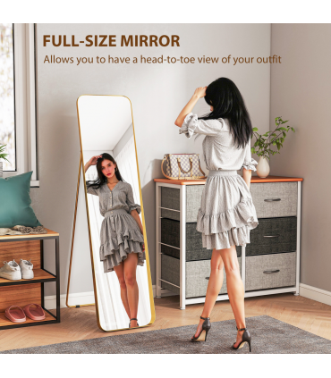 HOMCOM Rectangular Full Length Mirror for Bedroom, 40 x 160 cm, Gold Tone