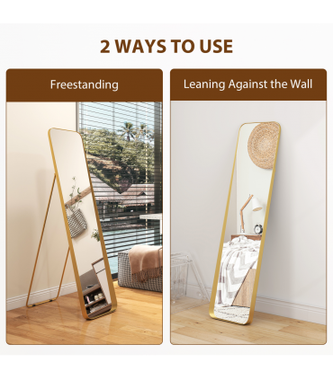 HOMCOM Rectangular Full Length Mirror for Bedroom, 40 x 160 cm, Gold Tone