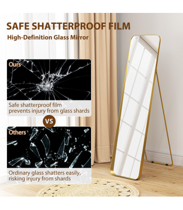 HOMCOM Rectangular Full Length Mirror for Bedroom, 40 x 160 cm, Gold Tone