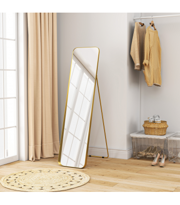 HOMCOM Rectangular Full Length Mirror for Bedroom, 40 x 160 cm, Gold Tone