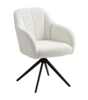 HOMCOM 360 Degree Swivel Accent Chair, Teddy Fleece Fabric Armchair, White