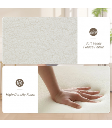 HOMCOM 360 Degree Swivel Accent Chair, Teddy Fleece Fabric Armchair, White