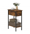 HOMCOM Industrial Slim End Table Nightstand for Small Spaces Rustic Brown
