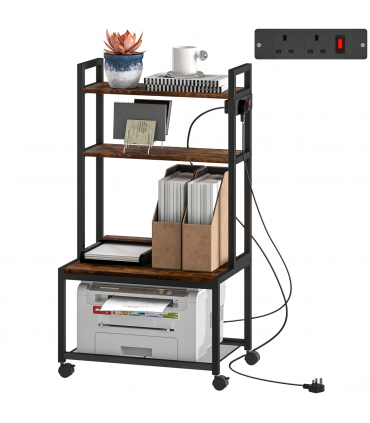 HOMCOM 4-Tier Mobile Printer Stand with Power Outlets for Home Office