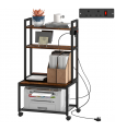 HOMCOM 4-Tier Mobile Printer Stand with Power Outlets for Home Office