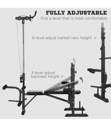 HOMCOM Adjustable Weight Bench Multifunction Full Body Workout Bench