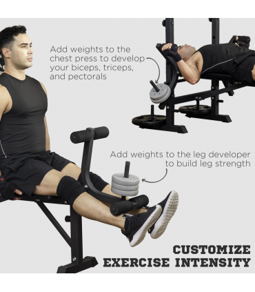 HOMCOM Adjustable Weight Bench Multifunction Full Body Workout Bench