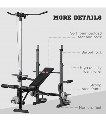 HOMCOM Adjustable Weight Bench Multifunction Full Body Workout Bench