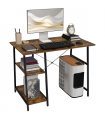 HOMCOM Computer Table Wor Desk with Shelves & Steel Frame, Rustic Brown