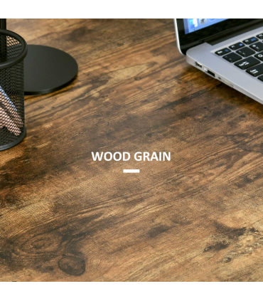 HOMCOM Computer Table Wor Desk with Shelves & Steel Frame, Rustic Brown