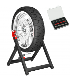 HOMCOM Steel Motorcycle Wheel Balancer Truing Stand with Spoke Wrench, Black