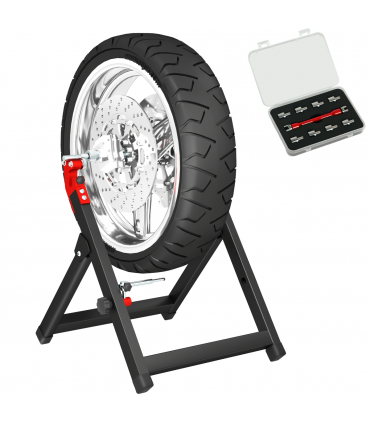 HOMCOM Steel Motorcycle Wheel Balancer Truing Stand with Spoke Wrench, Black