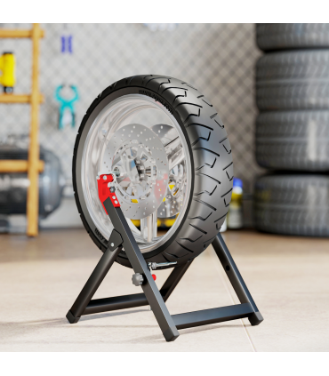 HOMCOM Steel Motorcycle Wheel Balancer Truing Stand with Spoke Wrench, Black