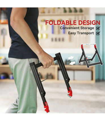 HOMCOM Steel Motorcycle Wheel Balancer Truing Stand with Spoke Wrench, Black