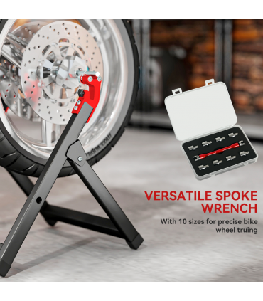 HOMCOM Steel Motorcycle Wheel Balancer Truing Stand with Spoke Wrench, Black