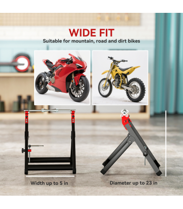 HOMCOM Steel Motorcycle Wheel Balancer Truing Stand with Spoke Wrench, Black