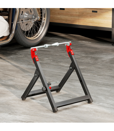 HOMCOM Steel Motorcycle Wheel Balancer Truing Stand with Spoke Wrench, Black