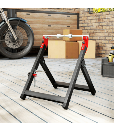 HOMCOM Steel Motorcycle Wheel Balancer Truing Stand with Spoke Wrench, Black