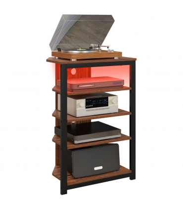 HOMCOM TV Stand with Lights, 4-Tier Storage Shelves for TVs up to 29"