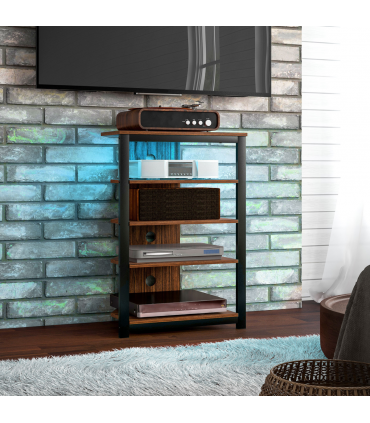 HOMCOM TV Stand with Lights, 4-Tier Storage Shelves for TVs up to 29"