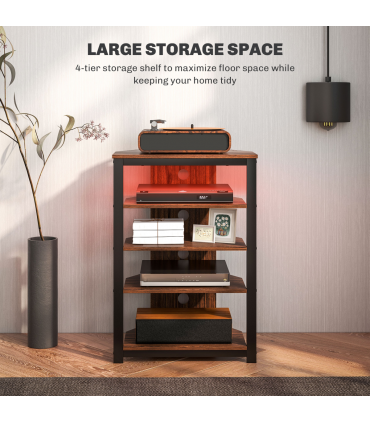 HOMCOM TV Stand with Lights, 4-Tier Storage Shelves for TVs up to 29"