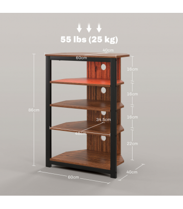 HOMCOM TV Stand with Lights, 4-Tier Storage Shelves for TVs up to 29"