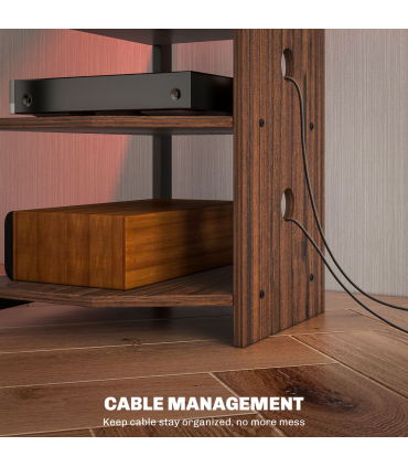 HOMCOM TV Stand with Lights, 4-Tier Storage Shelves for TVs up to 29"