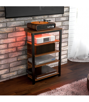 HOMCOM TV Stand with Lights, 4-Tier Storage Shelves for TVs up to 29"