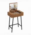 HOMCOM Industrial Vanity Desk with Mirror and Steel Legs Natural Wood Effect