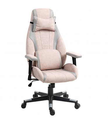 HOMCOM Gamer Computer Chair, Gaming Chair with Swivel Wheels, Pale Pink