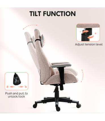 HOMCOM Gamer Computer Chair, Gaming Chair with Swivel Wheels, Pale Pink