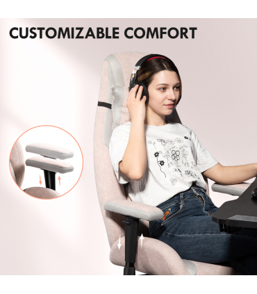 HOMCOM Gamer Computer Chair, Gaming Chair with Swivel Wheels, Pale Pink