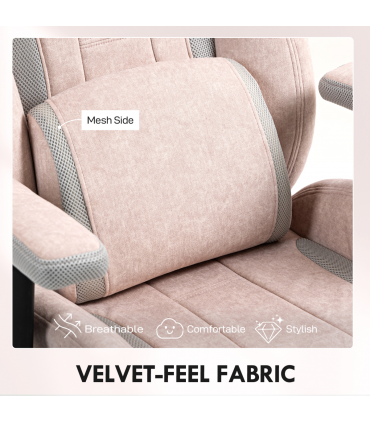 HOMCOM Gamer Computer Chair, Gaming Chair with Swivel Wheels, Pale Pink