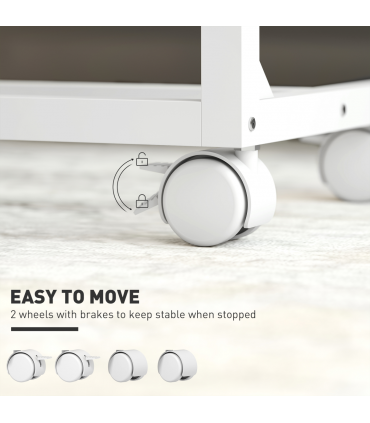 HOMCOM C-Shaped Sofa Side Table, Height Adjustable Overbed Table, Oak