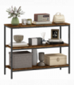 HOMCOM Industrial Console Table with 3-Tier Storage Shelves Rustic Brown