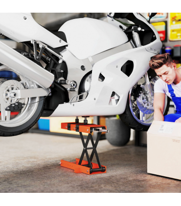 HOMCOM 500 kg Motorcycle Scissor Lift Jack, Steel Motorbike Lifting Stand