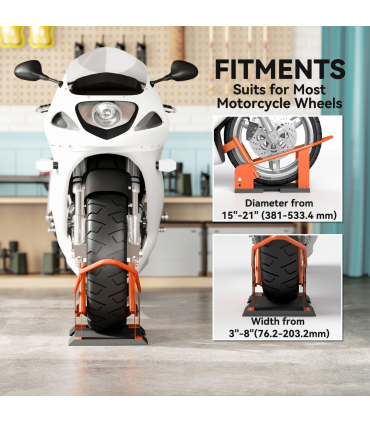 HOMCOM 816.5 kg Motorcycle Wheel Chock, Motorcycle Front Wheel Chock Holder