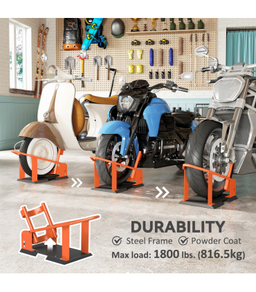 HOMCOM 816.5 kg Motorcycle Wheel Chock, Motorcycle Front Wheel Chock Holder