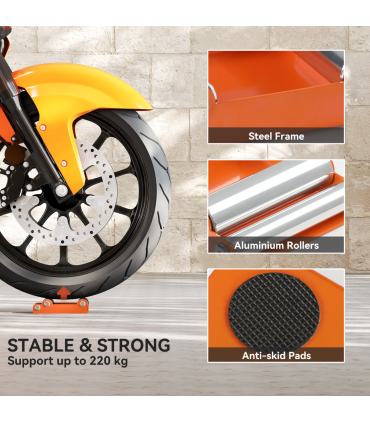 HOMCOM Motorcycle Wheel Roller Stand for Tyre Cleaning and Chain Lubrication