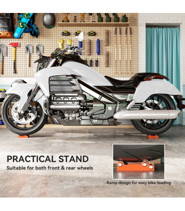 HOMCOM Motorcycle Wheel Roller Stand for Tyre Cleaning and Chain Lubrication