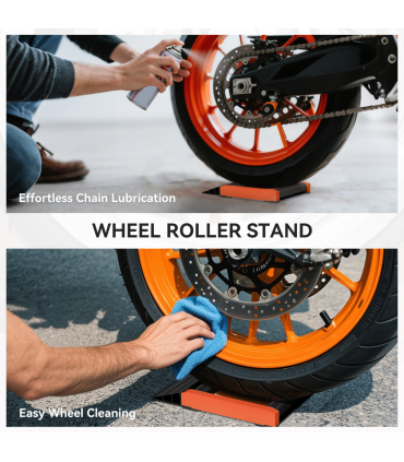 HOMCOM Motorcycle Wheel Roller Stand for Tyre Cleaning and Chain Lubrication