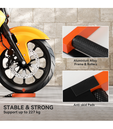HOMCOM Motorcycle Wheel Roller Stand for Tyre Cleaning and Chain Lubrication