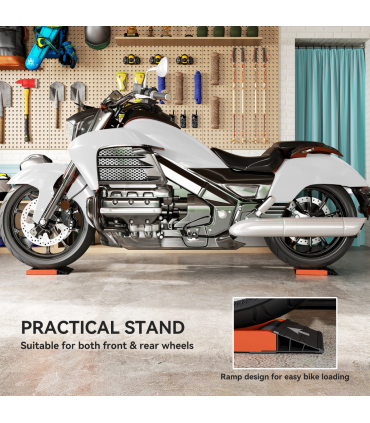 HOMCOM Motorcycle Wheel Roller Stand for Tyre Cleaning and Chain Lubrication