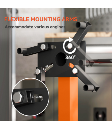 HOMCOM 570 kg Rotating Engine Stand with Adjustable Head, Orange