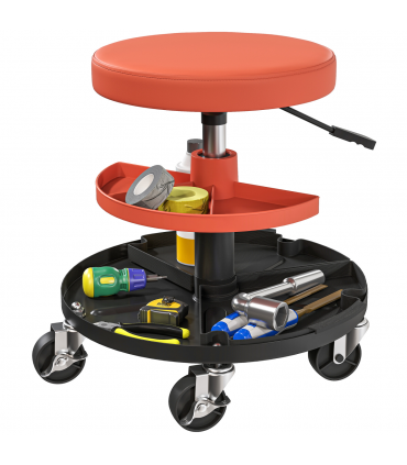 HOMCOM Rolling Mechanic Stool, 135kg Capacity Workshop Stool, Yellow