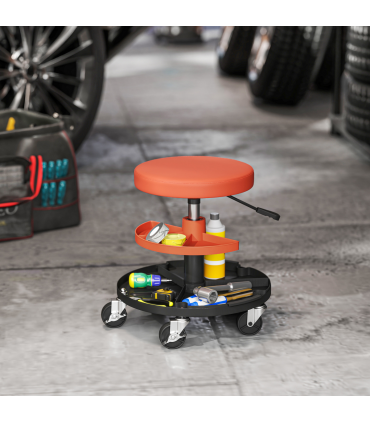 HOMCOM Rolling Mechanic Stool, 135kg Capacity Workshop Stool, Yellow